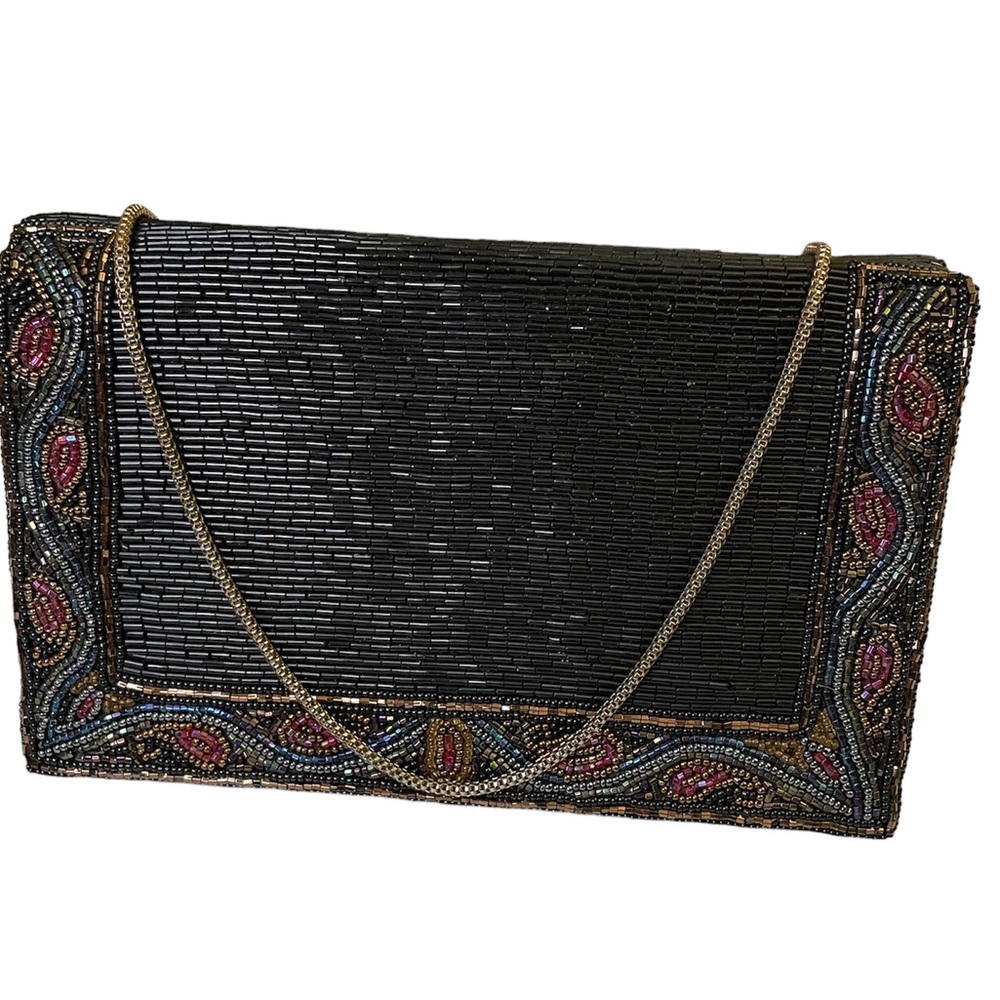 VINTAGE 1960’s Walborg Clutch Purse with Brass Crossbody Strap